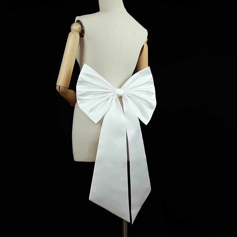 Вечернее платье для выступления на подиуме, белое, с большим бантом на спине и длинным шлейфом, свадебное платье, аксессуары для самостоятельного изготовления