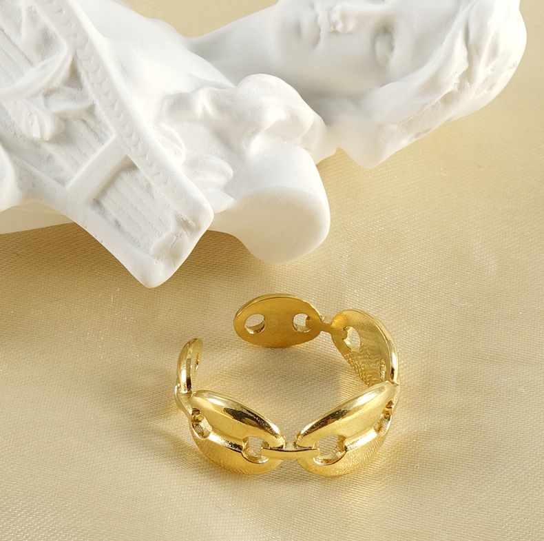 Daily Occasion Wholesale Jewelry Fashion Geometric 304 Stainless Steel 18K Gold Plated Plating Stainless Steel Rings