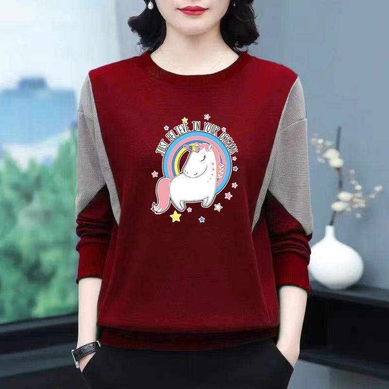 Clearance Sale for Middle-Aged and Elderly Women's Thickened Thermal Sweatshirt Long-Sleeve T-Shirt Base Layer Top