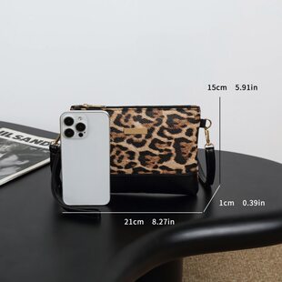 Leopard print envelope bag 2024 new color block metal clutch bag hot sale fashion women's bag cheap foreign trade bag bags bags
