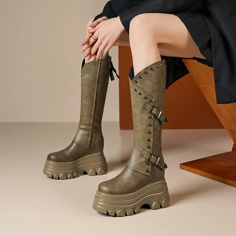 12cm увеличенный толстый нижний наклон каблуки маленькие сапоги женские сапоги на высоком каблуке Мартин сапоги осенние и зимние сапоги