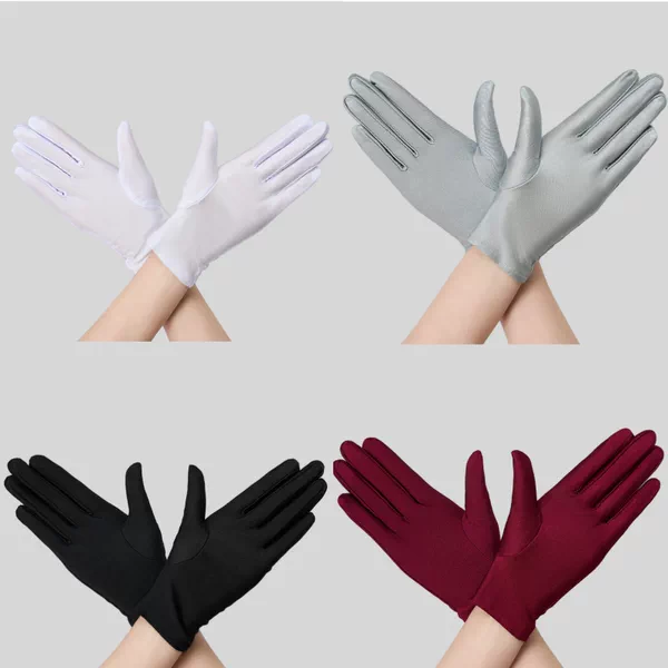 Summer Sun Protection Gloves, Unisex, Comfortable for Spring and Autumn, Solid Color, Black and White, Breathable for Square Dancing, Driving, Elastic, Ceremonial
