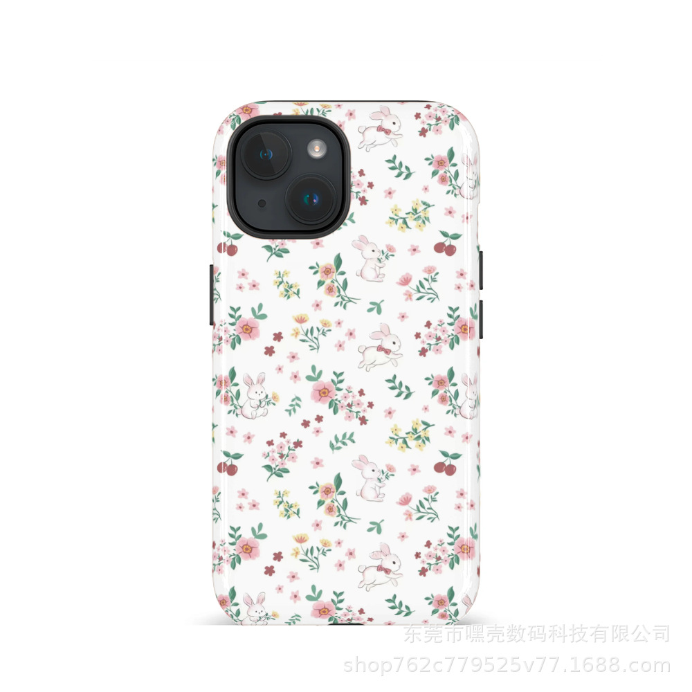 Funda para teléfono móvil dos en uno con película floral rosa para Apple 16/iphone13P
