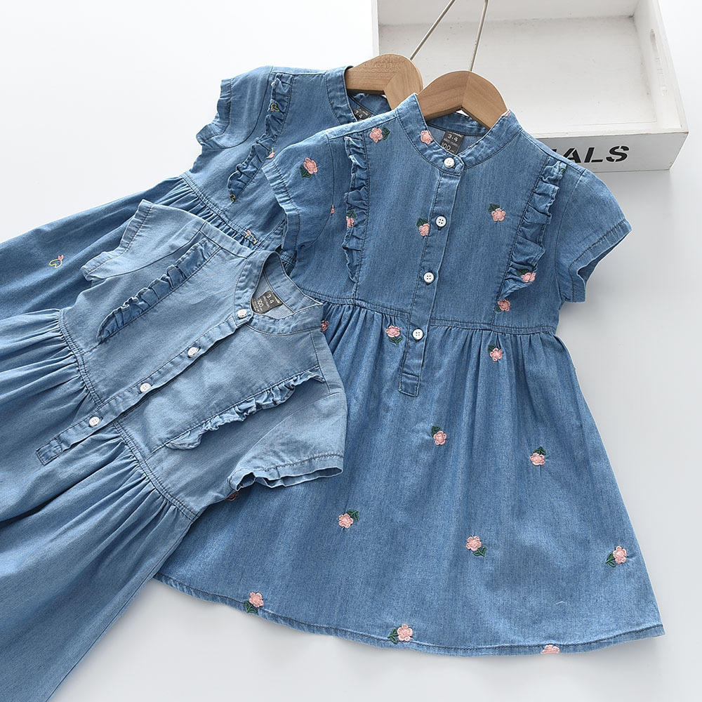 2025 New Summer Style Thin Denim Vest Girls Denim Dress 0319-08