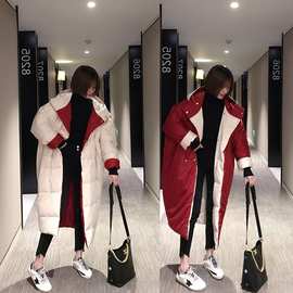 大码双面穿棉服女2025冬季新款韩版宽松显瘦超长加厚棉衣棉袄外套