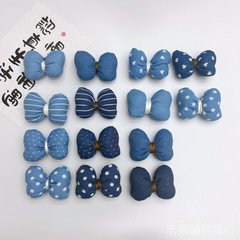 手工牛仔布蓝色充棉蝴蝶结DIY材料娃衣包包装饰品配件手机壳饰品