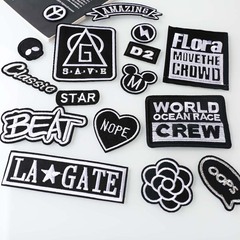 Embroidered patch series with computerized stitching, trendy black badges, personalized clothing decorations, patch fabric stickers