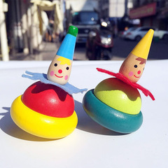 Foreign trade clown spinning top LLW02 cute wooden painted traditional top children's nostalgic toy 0.045