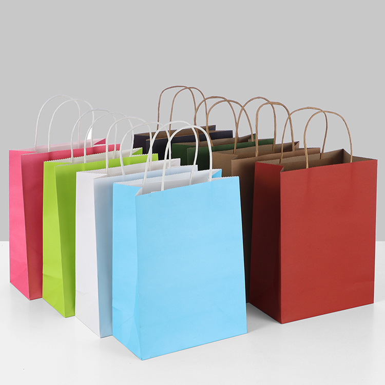 White Kraft Paper Bag Thickened Handbag Takeaway Food Clothing Shopping Bag Customized Logo Printing 