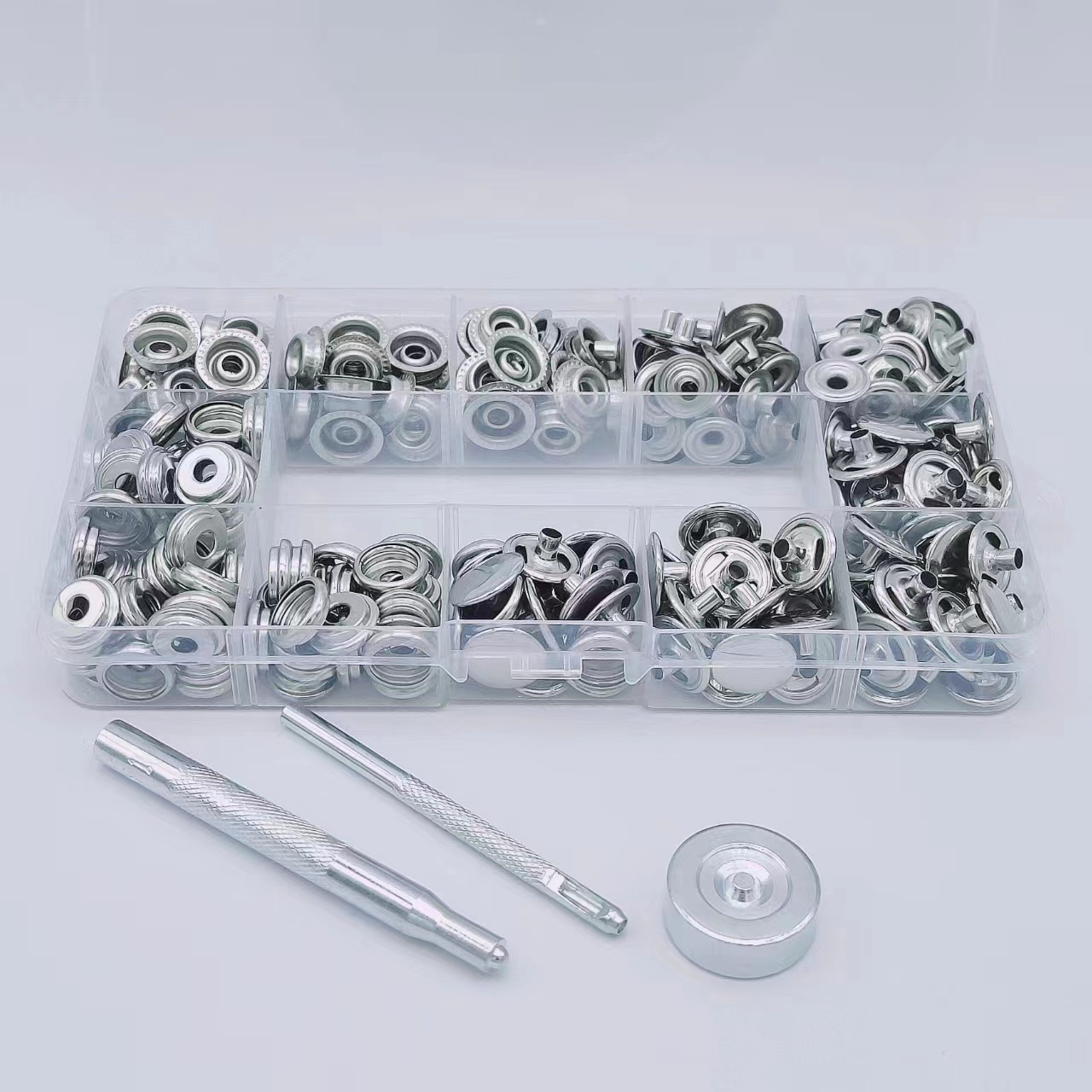 Para transfronteriza 201 # Acero inoxidable gran hebilla blanca broche + caja de montaje instalación herramienta jeans ropa