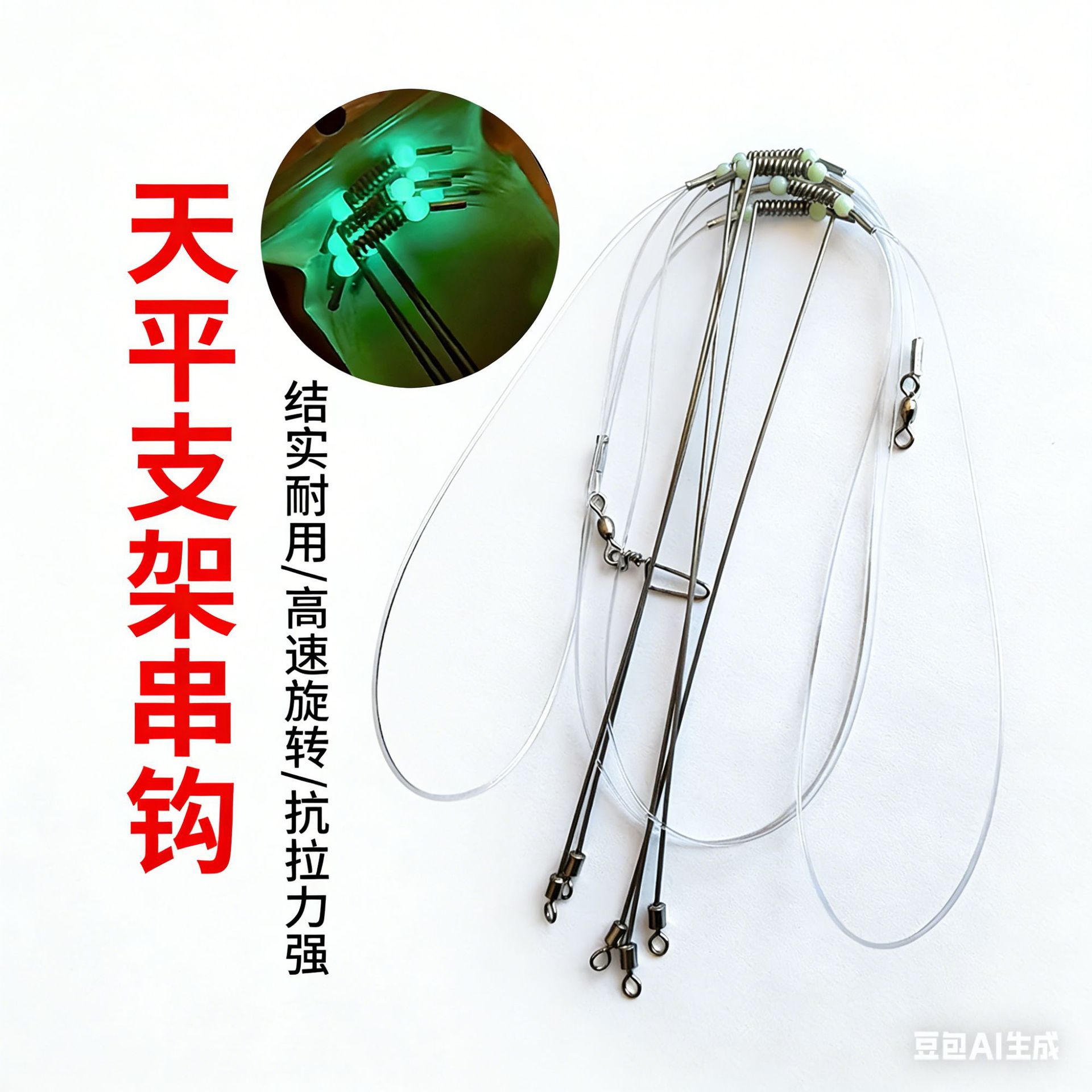 尼龙线钓组L型天地天平支架船钓拉流海钓线组黑黄鲈鱼串钩钓组套