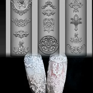 3D силиконовый молд для ногтей Palace Baroque Relief B-358, европейский стиль, многоразовый