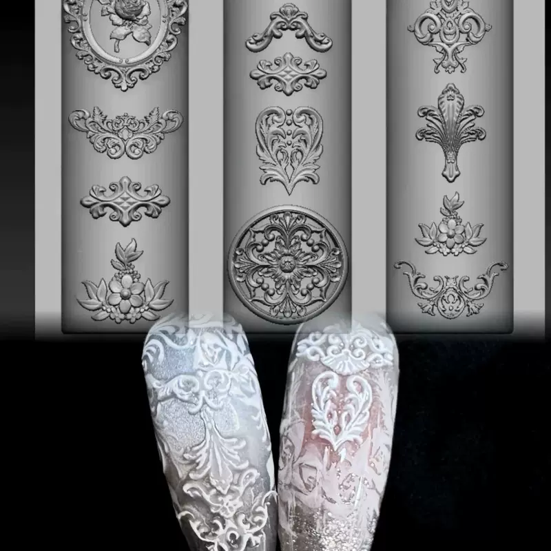 3D силиконовый молд для ногтей Palace Baroque Relief B-358, европейский стиль, многоразовый
