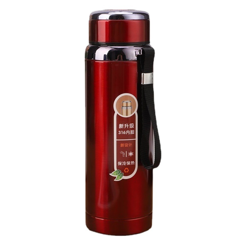 Transfronterizo 316 taza de vacío de acero inoxidable de gran capacidad al aire libre portátil deportes hervidor de agua taza de regalo de negocios con cuerda