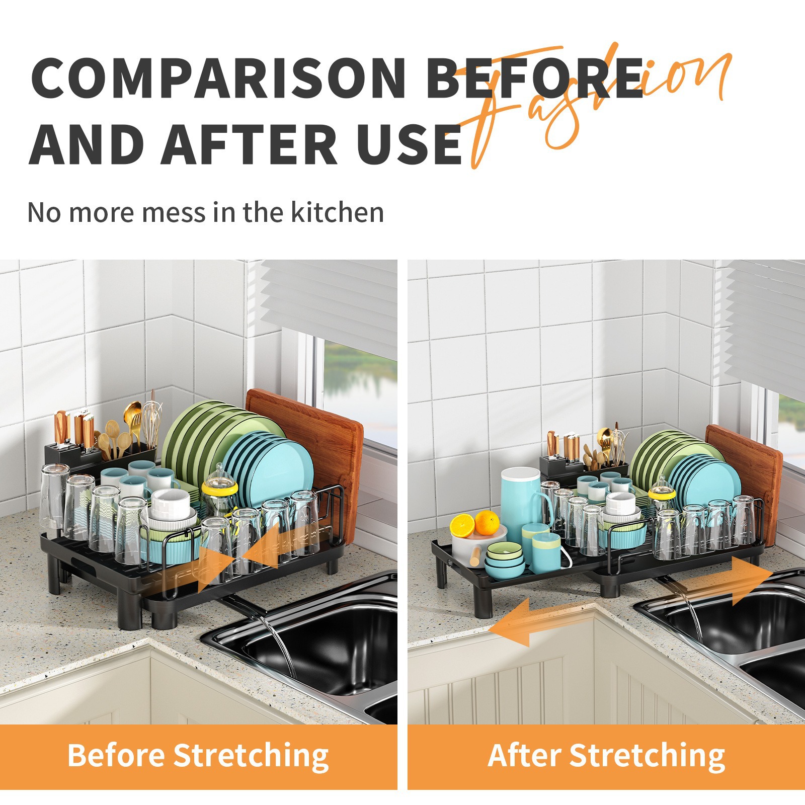 Transfronterizo Amazon cocina estante de platos a prueba de óxido doméstico de la encimera de drenaje estante de platos multifuncional estante de almacenamiento de platos