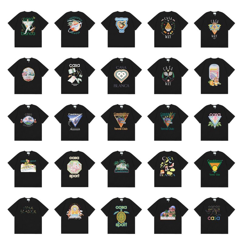 Casa Summer New Tennis Club Print Street Men's and Women's Loose Casual Cotton Short Sleeve T-Shirt