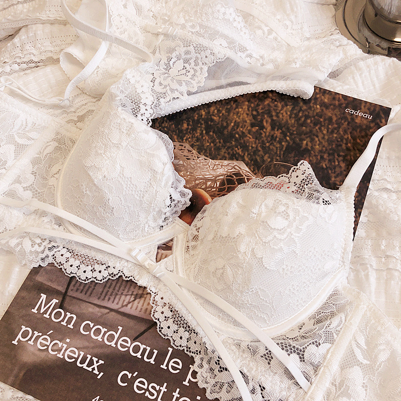 Thin crystal cup, bra, small lace, large dew, beautiful back underwear, women's steel ring bra set_voghion.com
