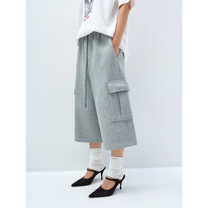【识时黑标】New Product Jelly Air Cotton Workwear Cropped Pants with Elastic Waist Versatile Casual Pants for Women V60056 【识时黑标】New Product Jelly Air Cotton Workwear Cropped Pants with Elastic Waist Versatile Casual Pants for Women V60056