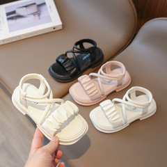 Children's sandals for girls, 2024 summer new fashion, open-toe sandals for little girls, versatile soft-soled sandals for students, trendy