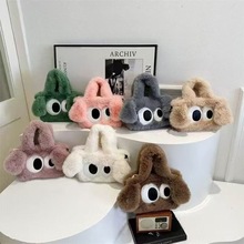 可爱大眼小狗毛绒包卡通百搭毛绒手提包时尚质感单肩毛绒斜挎包包