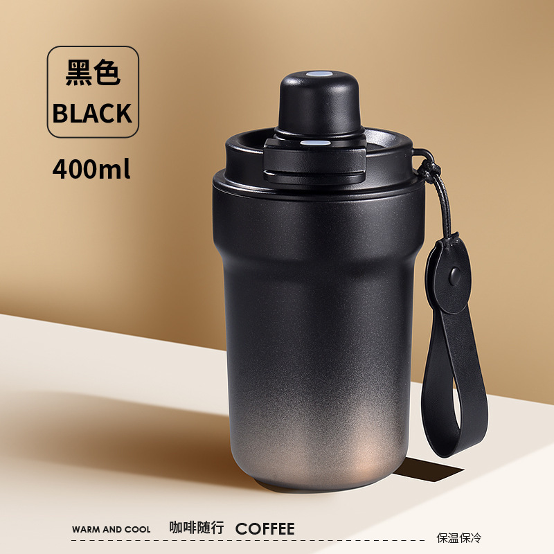 316 ステンレス鋼断熱コーヒーカップ女性のための見栄えの良いダブルドリンクカップストロー付きインターネット有名人ウォーターカップハンドル付き|undefined