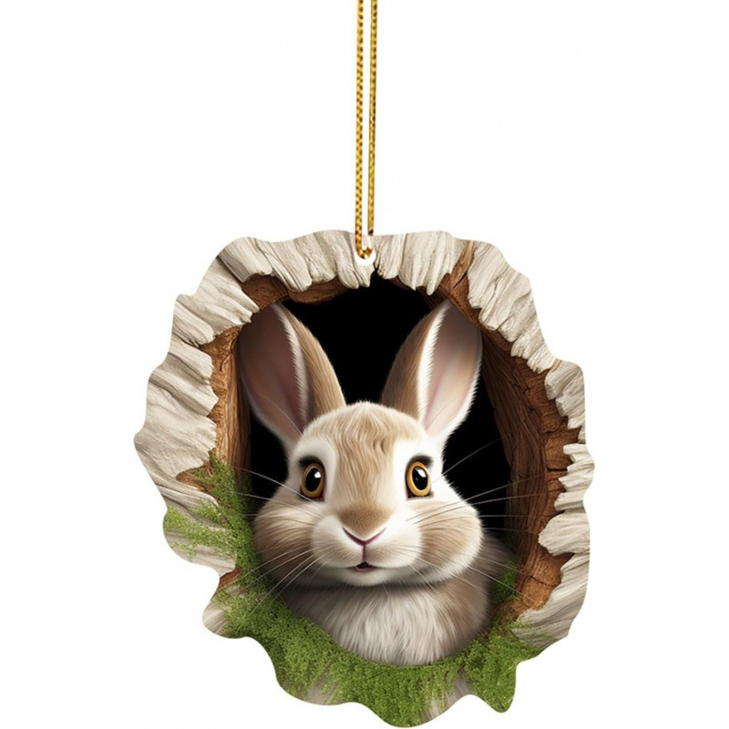 Colgantes de Pascua Hot Sale Colgantes de Agujero de Árbol Conejo Decoraciones Acrílico 2D Cute Guirnaldas Colgantes Propósitos Automóvil