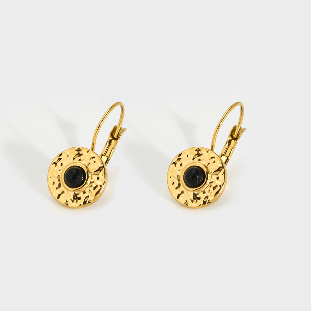Street Occasion 304 Stainless Steel Material Round, Square Pattern PVD Coated Real Gold Plated 18K Gold Round Square 304 Stainless Steel Retro Waterproof Non Tarnish Earrings