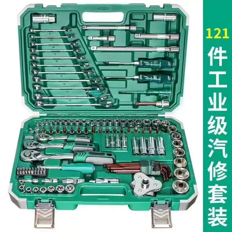 晋拓厂家镜面72齿24齿组套绿盒121件套汽修工具套装汽车维修套筒