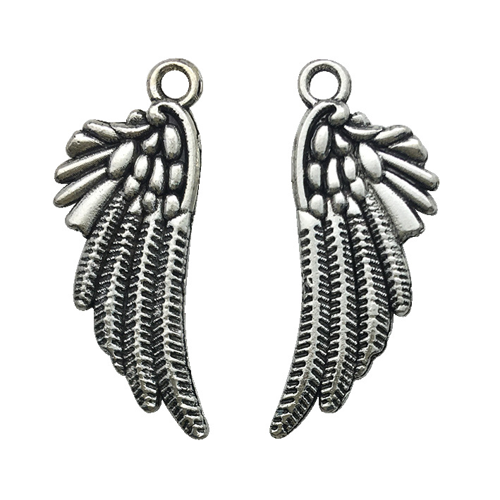 Cruzar la frontera nuevo 20 mezclado antiguo plata vintage alas de plumas de aleación de La Joyería colgante alas de Ángel colgante material