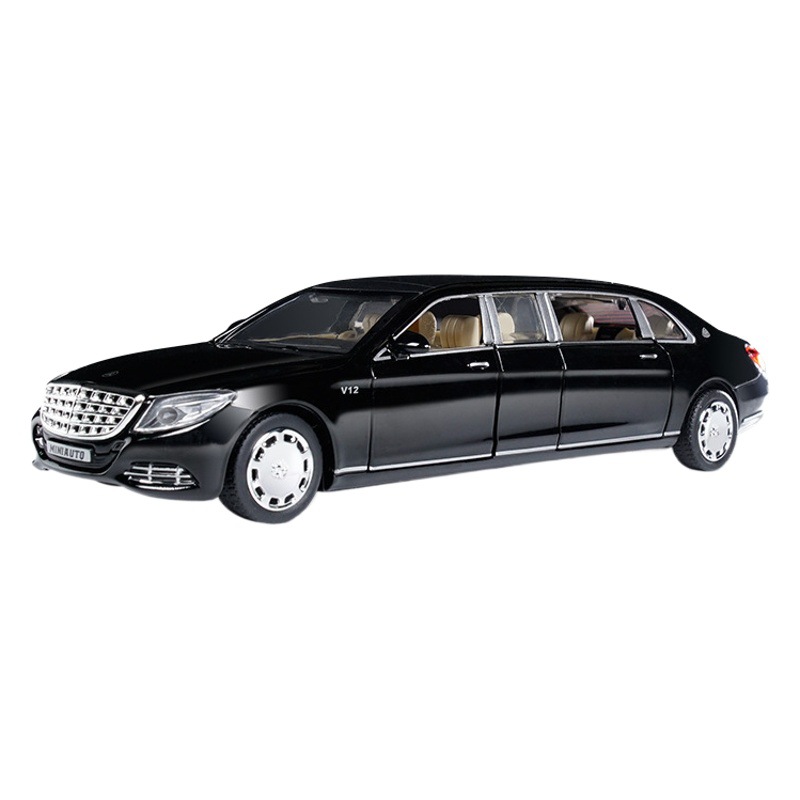 Jianyuan aleación modelo de coche 1:32 Maybach S650 versión extendida tire con sonido y luz 6 puerta coche modelo adornos