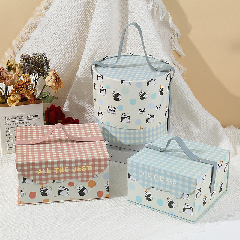 卡通喜糖礼品盒 可爱熊猫方盒伴手礼礼品盒 满月生日宴礼物包装盒