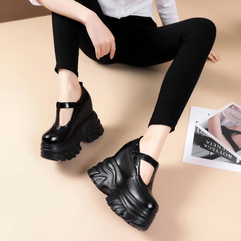 Giày cao gót nữ đế xuồng platform gót vuông kiểu Pháp, gót 14 cm — màu đen