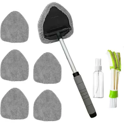 Labeling and Dropshipping of Car, Car cleaning tools - 1-set-pentagonal-sponge-handle-6-gray-cloth-covers-detail-brush-spray-bottle