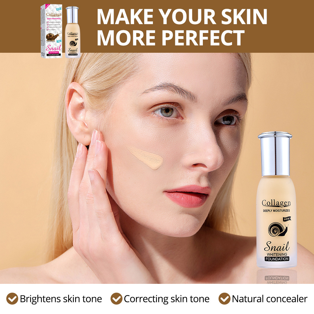 fondotinta Peimei liquido SnailCollagen Whitening Concealer Foundation_voghion.com