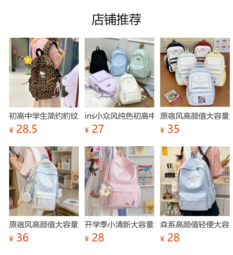 Cross-border ins casual minimalist leopard print double shoulder backpack women's junior and senior high school student travel backpack large capacity school bag