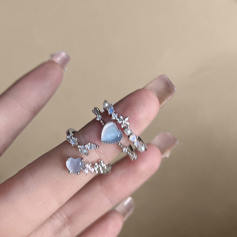 Small design sophisticated adjustable ring with stone with zircon