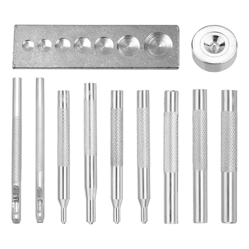 Herramienta de instalación de remache punzonado remache instalación varilla hebilla de cuatro juntas base de remache de perforación de mezclilla