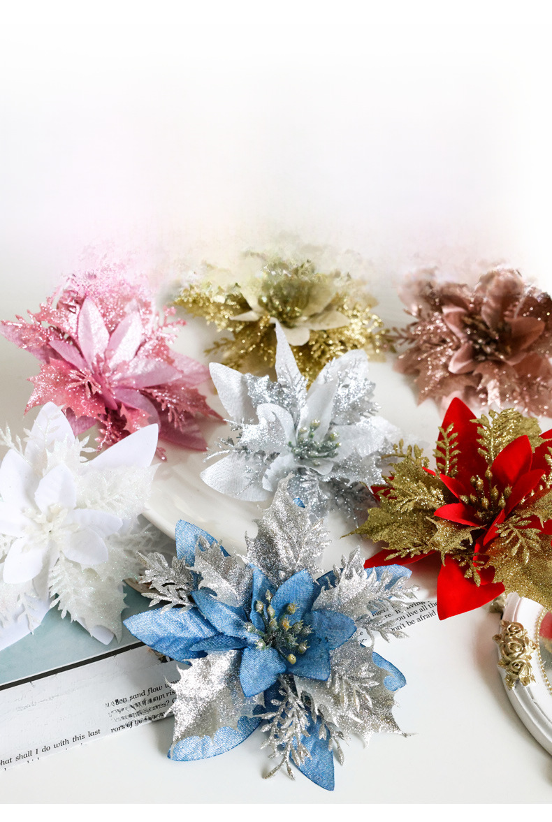 Decorazioni natalizie cipolla artificiale panno floccaggio panno polvere da spolverare fiore di Natale decorazione albero di Natale accessori ghirlanda di Natale_voghion.com