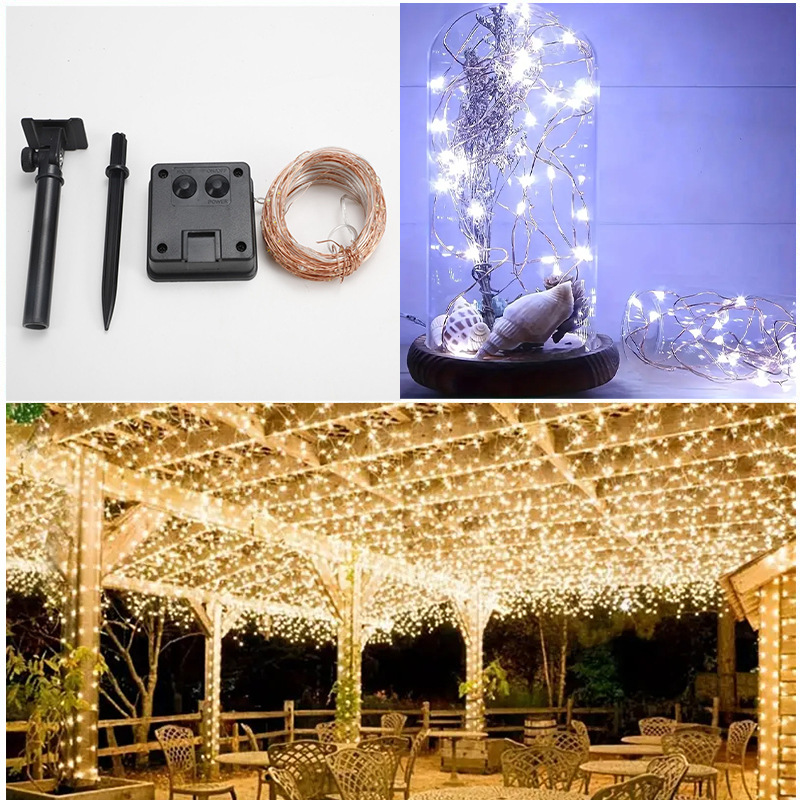 Led Lights Starry Sky V-Shaped Chandelier with Magic Bean Three-Color Changing Lights Low-Voltage Light Source Warm White Atmosphere Light Copper Wire Light