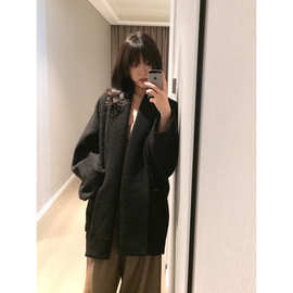 FOX ROOM 翻领羊毛毛呢外套2025冬季新款慵懒风简约呢子大衣Y179