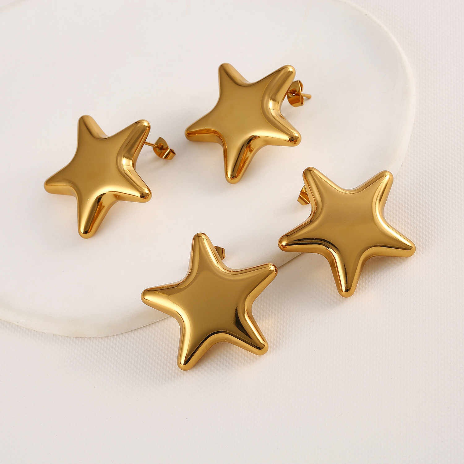 1 Pair Quantity Daily, Street Occasion 304 Stainless Steel Material 1 Pair IG Style Retro Star Heart Shape 304 Stainless Steel Ear Studs