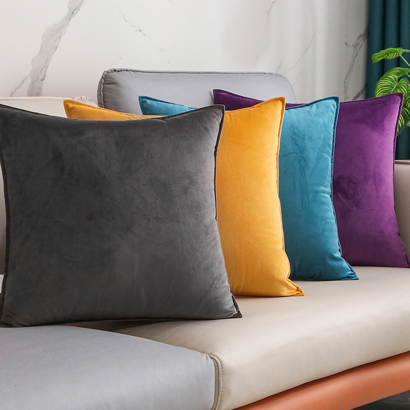 Scandinavian Velvet Pillow Cushion Sofa Office Chair Lumbar Pillow Bedside Back Cushion Pillow Cover Does Not Contain Core