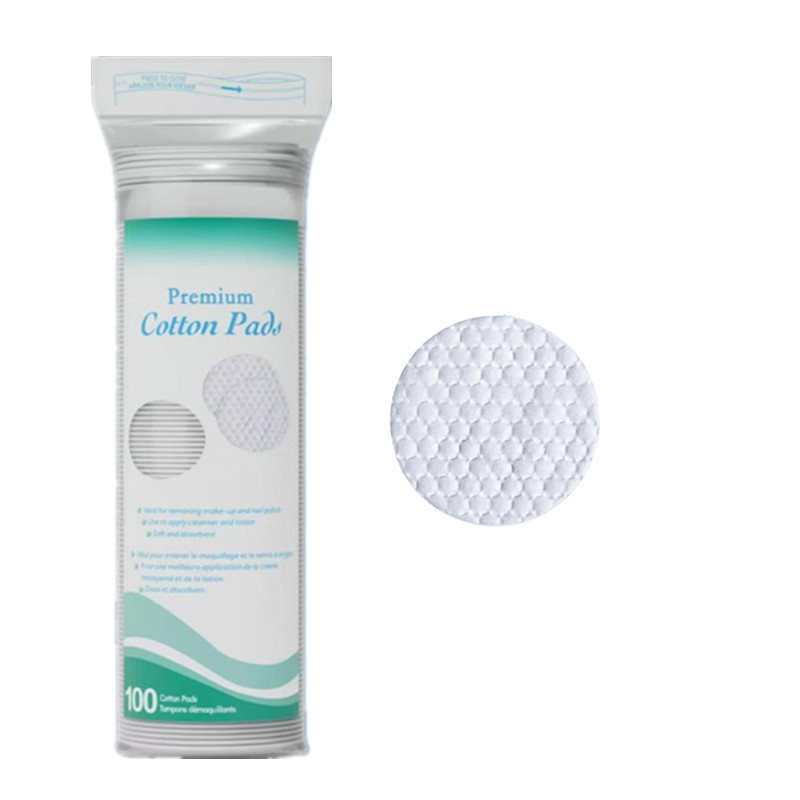 Discos de algodón redondos estilo inglés, algodón spunlace, algodón acolchado compuesto de tres capas, discos desmaquillantes con borde cosido y relieve, engrosados.