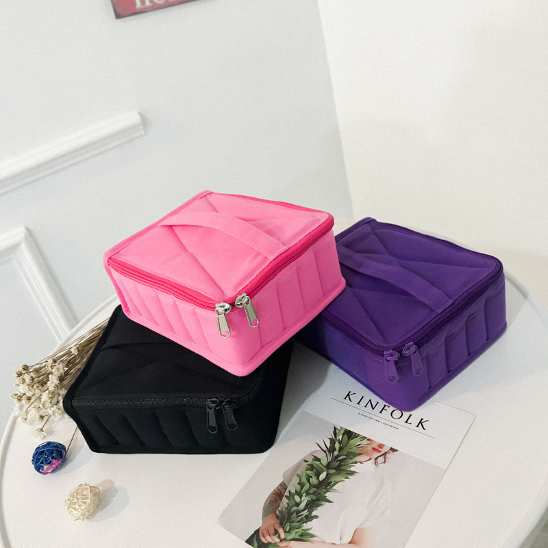 Nueva bolsa de cosméticos portátil de color puro con logotipo impreso, bolsa de cosméticos simple, bolsa de lápiz labial portátil de viaje transfronteriza, venta al por mayor