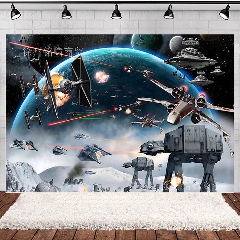 Amazon Space Star Wars Theme Photography Background Cloth Children's Birthday Party Photo Banner