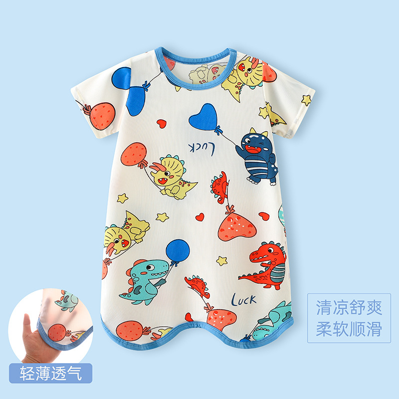 Pijama de bebé, pijama de bebé, pijama de verano delgado de manga corta de hielo para niños, pijama de niños pequeños, pijama antipatada para niños pequeños