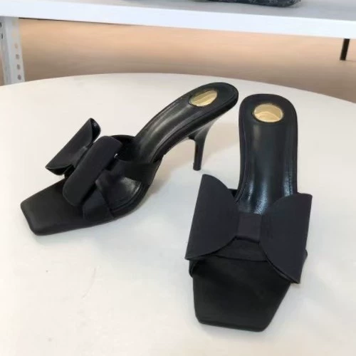 Summer silk sexy slippers with bow