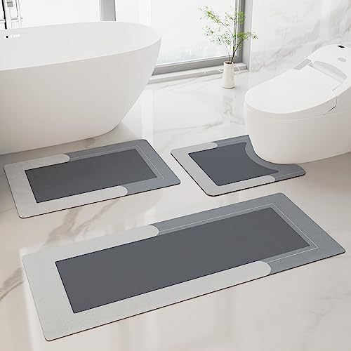 Modern Minimalist Diatomaceous Earth Bathroom Absorbent and Dirt-Resistant Three-Piece Floor Mat Set for Home Use, Durable, Easy to Maintain, Non-Slip Foot Mat Modern Minimalist Diatomaceous Earth Bathroom Absorbent and Dirt-Resistant Three-Piece Floor Mat Set for Home Use, Durable, Easy to Maintain, Non-Slip Foot Mat