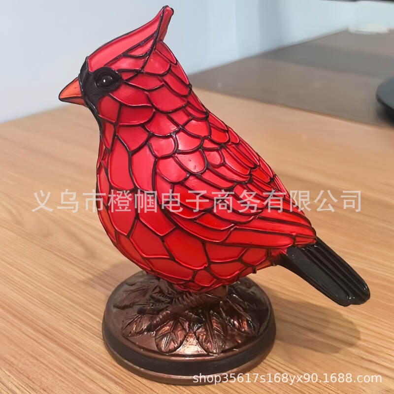 跨境摆件Cardinal Lamp装饰红鸟动物台灯树脂装饰摆件|undefined