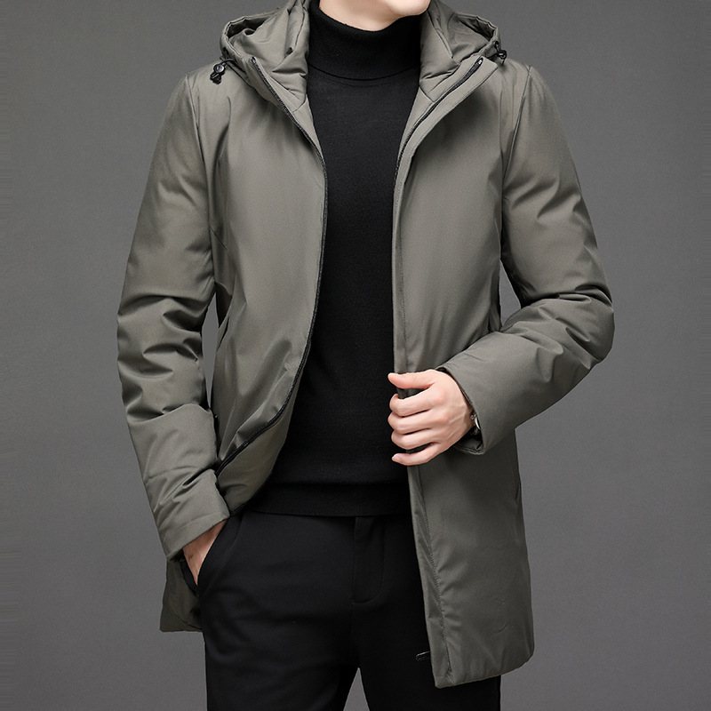 Long winter warm hoody, down jacket, mid-length